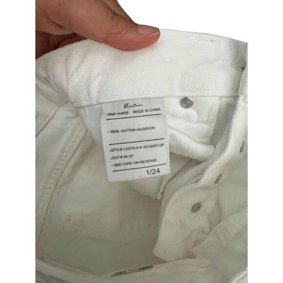 Kancan Cammie High Rise Straight Leg Jeans White Button Fly Frayed Hem 1/24 - Picture 12 of 13